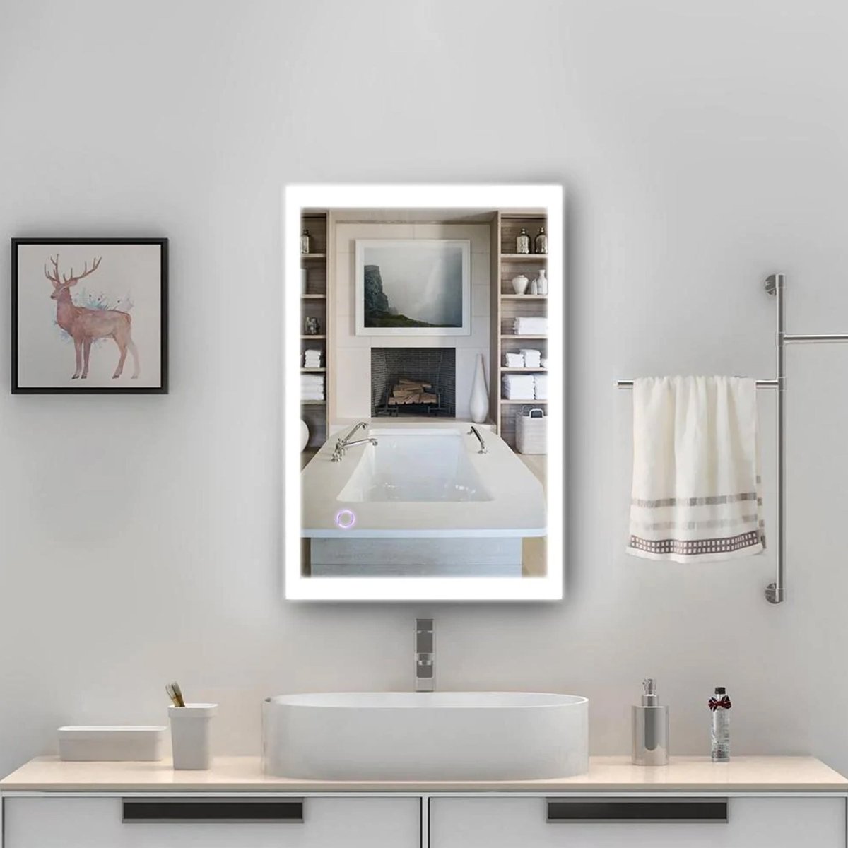 36 in. x 48 in. LED Lighted Bathroom Vanity Mirror, Touch Switch, Anti-Fog, Adjustable Color Temperature With Remembrance, CRI 90+, Wall Mounted, Lighted Makeup Mirrors, Window Style