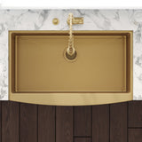 36-inch Apron-Front Farmhouse Kitchen Sink - Brass Tone Matte Gold Stainless Steel Single Bowl