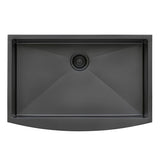 36-inch Apron-Front Farmhouse Kitchen Sink - Gunmetal Black Matte Stainless Steel Single Bowl