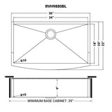 36-inch Apron-Front Farmhouse Kitchen Sink - Gunmetal Black Matte Stainless Steel Single Bowl