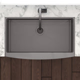 36-inch Apron-Front Farmhouse Kitchen Sink - Gunmetal Black Matte Stainless Steel Single Bowl