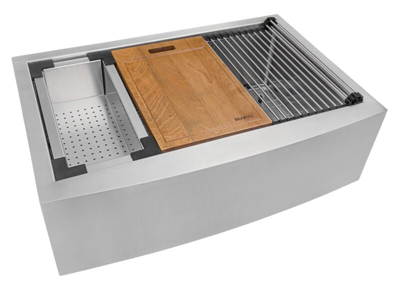 36-inch Apron-front Workstation Farmhouse Kitchen Sink 16 Gauge Stainless Steel Single Bowl