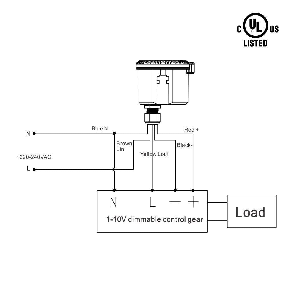360° 3 Step Dimming Motion & Daylight Sensor for Linear High bay - 49ft max height - Frosted