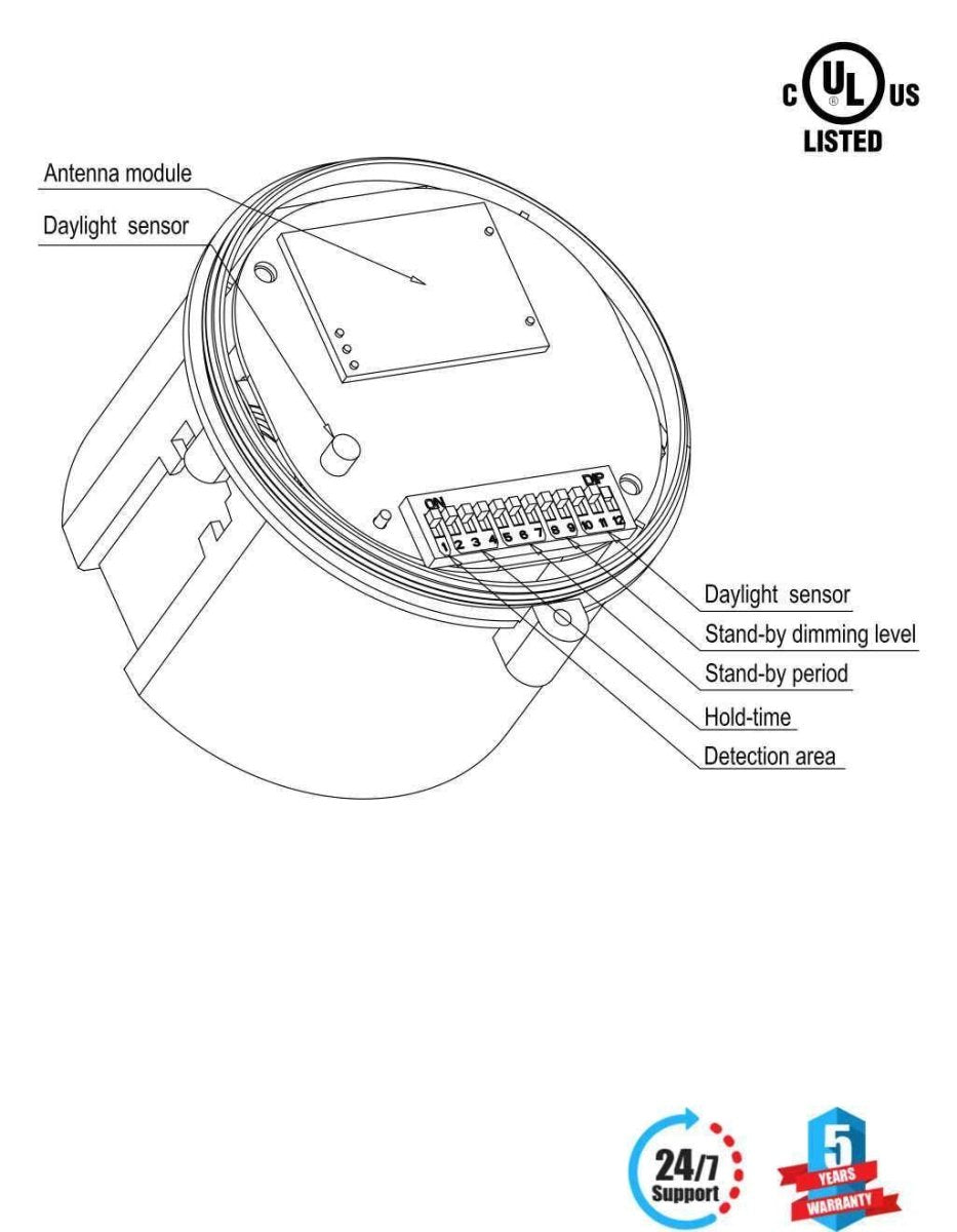 360° 3 Step Dimming Motion & Daylight Sensor for UFO High bay - 49ft max height