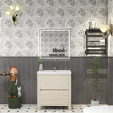 Louis 30 In. Freestanding Single Sink Bathroom Vanity Cabinet with Acrylic Sink Top & Soft Closing Drawers