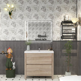 Louis 36 In. Freestanding Single Sink Bathroom Vanity Cabinet with Acrylic Sink Top & Soft Closing Drawers