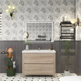 Louis 42 In. Freestanding Single Sink Bathroom Vanity Cabinet with Acrylic Sink Top & Soft Closing Drawers