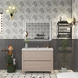 Louis 42 In. Freestanding Single Sink Bathroom Vanity Cabinet with Acrylic Sink Top & Soft Closing Drawers