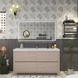 Louis 60 In. Freestanding Single Sink Bathroom Vanity Cabinet with Acrylic Sink Top & Soft Closing Drawers