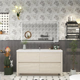 Louis 60 In. Freestanding Single Sink Bathroom Vanity Cabinet with Acrylic Sink Top & Soft Closing Drawers