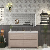 Louis 60 In. Freestanding Double Sink Bathroom Vanity Cabinet with Acrylic Sink Top & Soft Closing Drawers