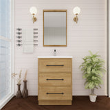 Victoria 24 In. Freestanding Single Sink Bathroom Vanity with Acrylic Sink Top  & Soft Closing Drawers