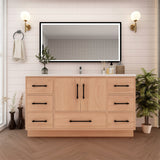 Victoria 60 In. Freestanding Single Sink Bathroom Vanity with Acrylic Sink Top & Soft Closing Doors & Drawers
