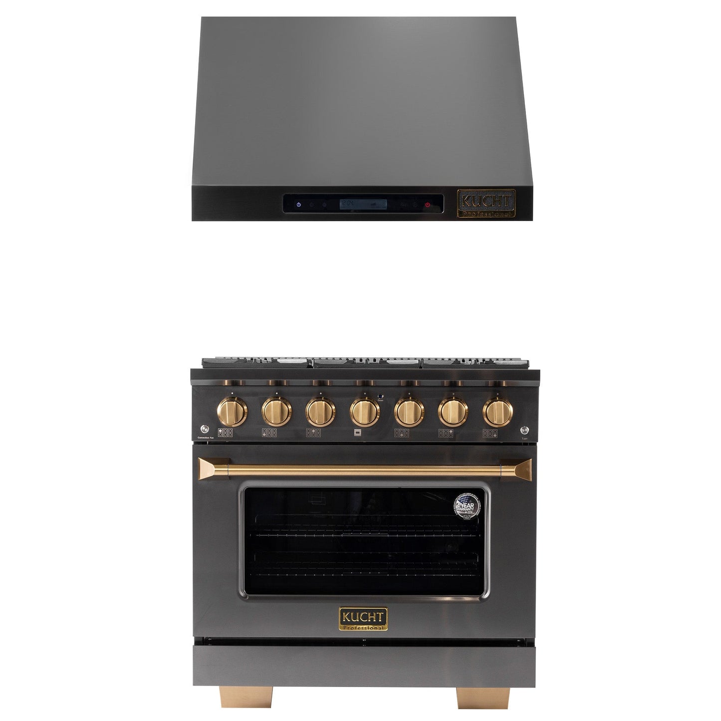 KUCHT Gemstone Professional 36 in. 5.2 cu. ft. Natural Gas Range with Sealed Burners and Convection Oven in Titanium Stainless Steel