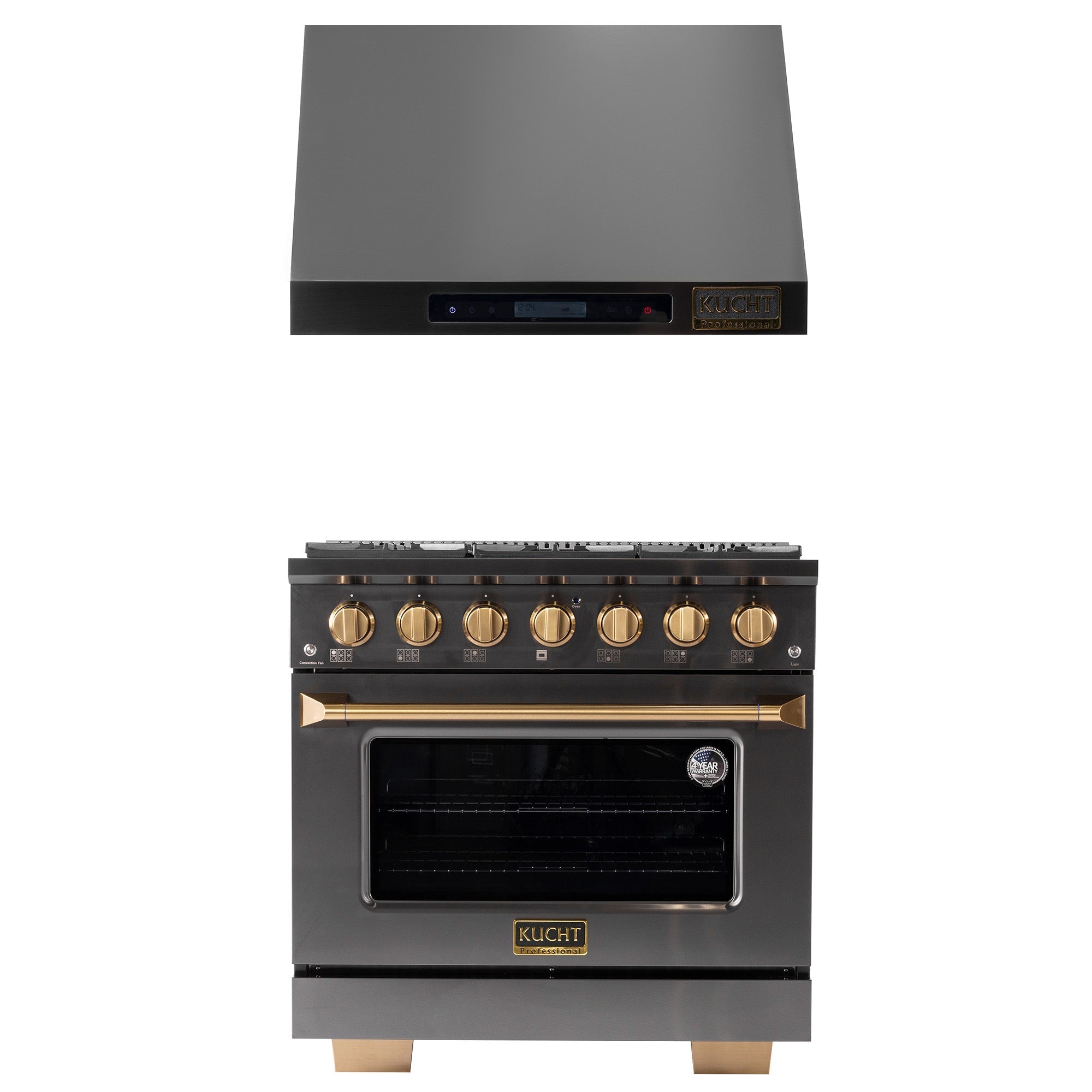 KUCHT Gemstone Professional 36 in. 5.2 cu. ft. Natural Gas Range with Sealed Burners and Convection Oven in Titanium Stainless Steel
