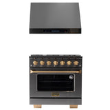 KUCHT Gemstone Professional 36 in. 5.2 cu. ft. Propane Gas Range with Sealed Burners and Convection Oven in Titanium Stainless Steel