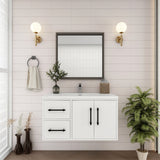 Victoria 36 In. Floating Single Sink Bathroom Vanity with Acrylic Sink Top & Left Side Drawers & Doors