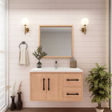 Victoria 36 In. Floating Single Sink Bathroom Vanity with Acrylic Sink Top & Right Side Drawers & Doors