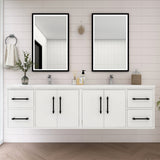 Victoria 72 In. Floating Double Sink Bathroom Vanity with Acrylic Sink Top & Soft Closing Doors & Drawers