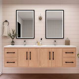 Victoria 72 In. Floating Double Sink Bathroom Vanity with Acrylic Sink Top & Soft Closing Doors & Drawers