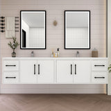 Victoria 84 In. Floating Double Sink Bathroom Vanity with Acrylic Sink Top & Soft Closing Doors & Drawers