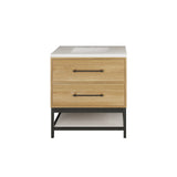 Victoria 30 In. Freestanding Single Sink Bathroom Vanity with Acrylic Sink Top  & Soft Closing Drawers & Open Shelf Storage