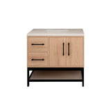 Victoria 36 In. Freestanding Single Sink Bathroom Vanity with Acrylic Sink Top, Open Shelf Storage, Left Side Drawers & Doors