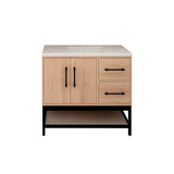 Victoria 36 In. Freestanding Single Sink Bathroom Vanity with Acrylic Sink Top, Open Shelf Storage & Right Side Drawers & Doors