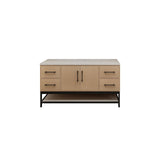 Victoria 60 In. Freestanding Single Sink Bathroom Vanity with Acrylic Sink Top, Open Shelf Storage & Soft Closing Doors & Drawers