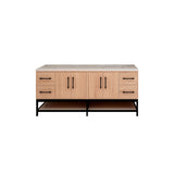 Victoria 72 In. Freestanding Double Sink Bathroom Vanity with Acrylic Sink Top, Open Shelf Storage & Soft Closing Doors & Drawers