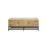 Victoria 84 In. Freestanding Double Sink Bathroom Vanity with Acrylic Sink Top, Open Shelf Storage & Soft Closing Doors & Drawers