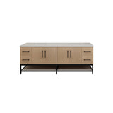 Victoria 84 In. Freestanding Double Sink Bathroom Vanity with Acrylic Sink Top, Open Shelf Storage & Soft Closing Doors & Drawers