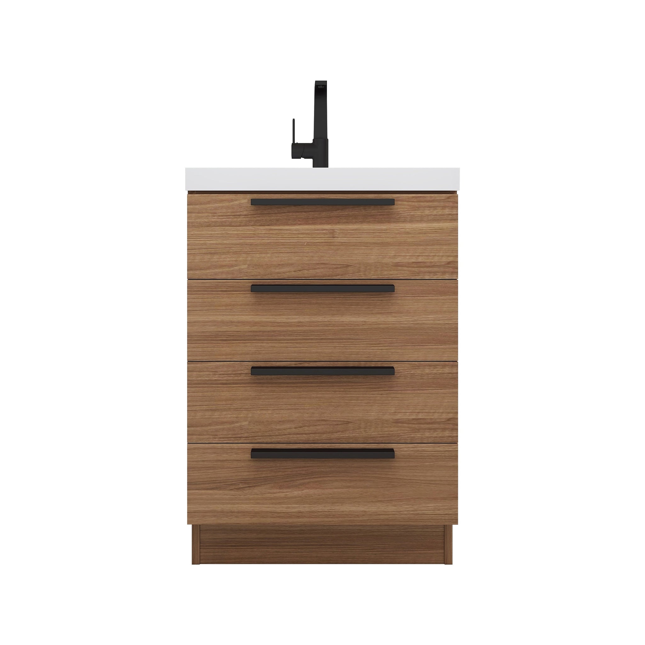 Carla 24 In. Freestanding Single Sink Bathroom Vanity with Acrylic Top