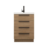 Carla 24 In. Freestanding Single Sink Bathroom Vanity with Acrylic Top