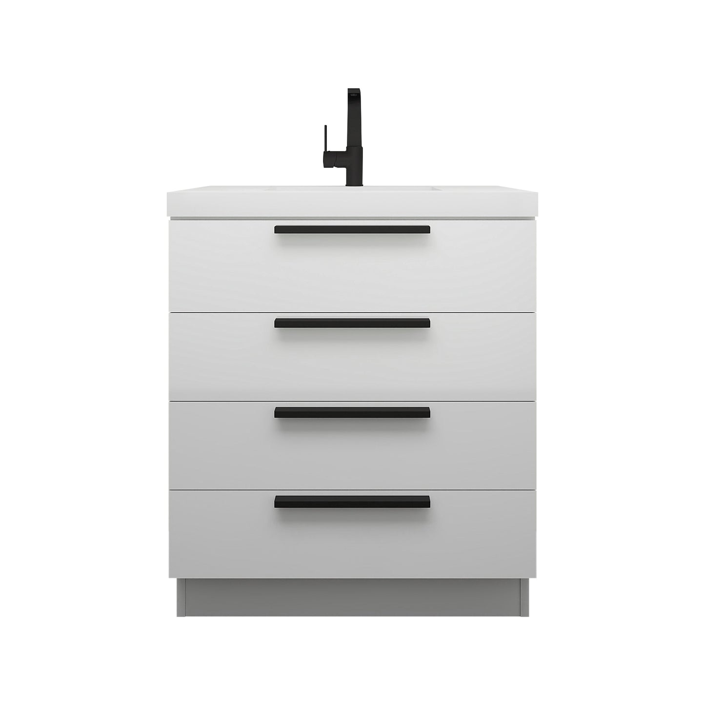 Carla 30 In. Freestanding Single Sink Bathroom Vanity with Acrylic Top