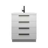 Carla 30 In. Freestanding Single Sink Bathroom Vanity with Acrylic Top
