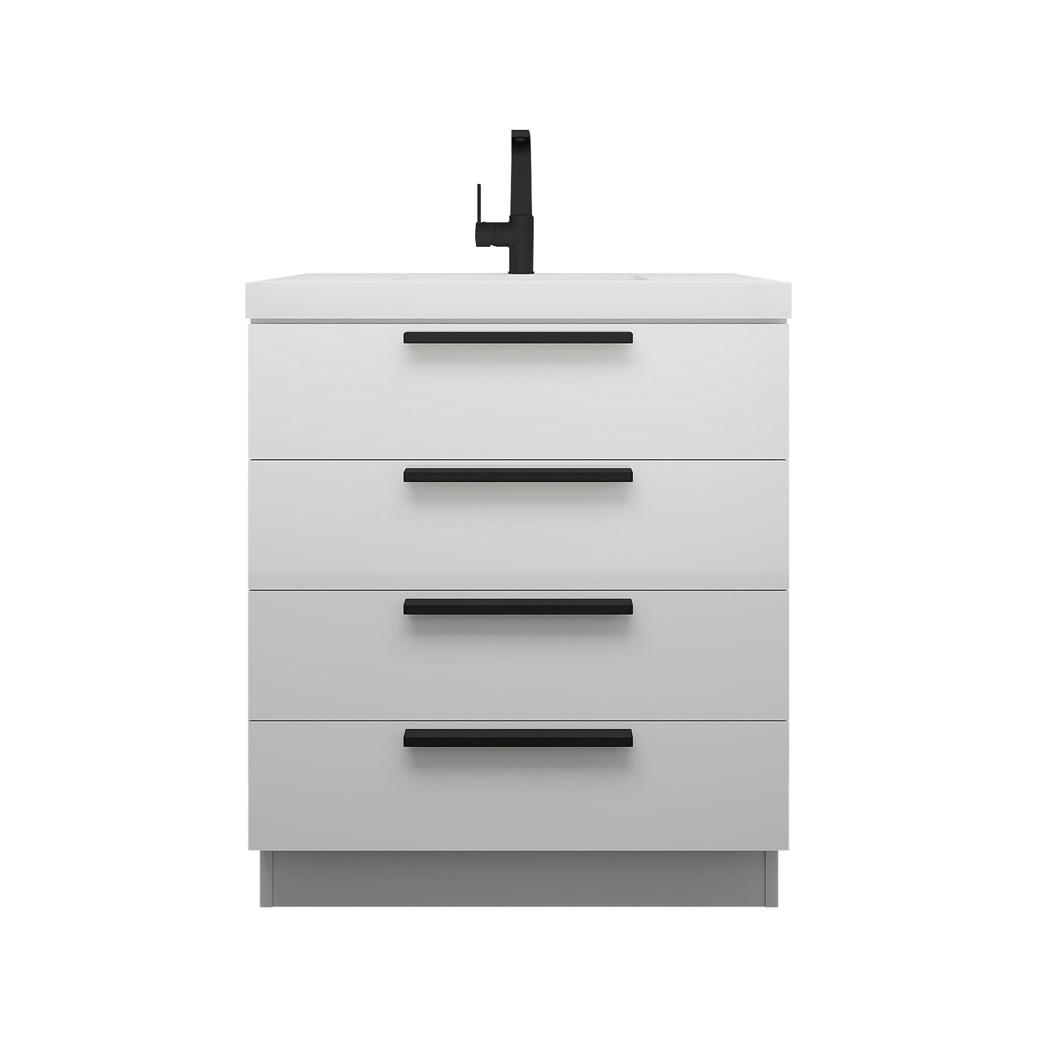 Carla 30 In. Freestanding Single Sink Bathroom Vanity with Acrylic Top