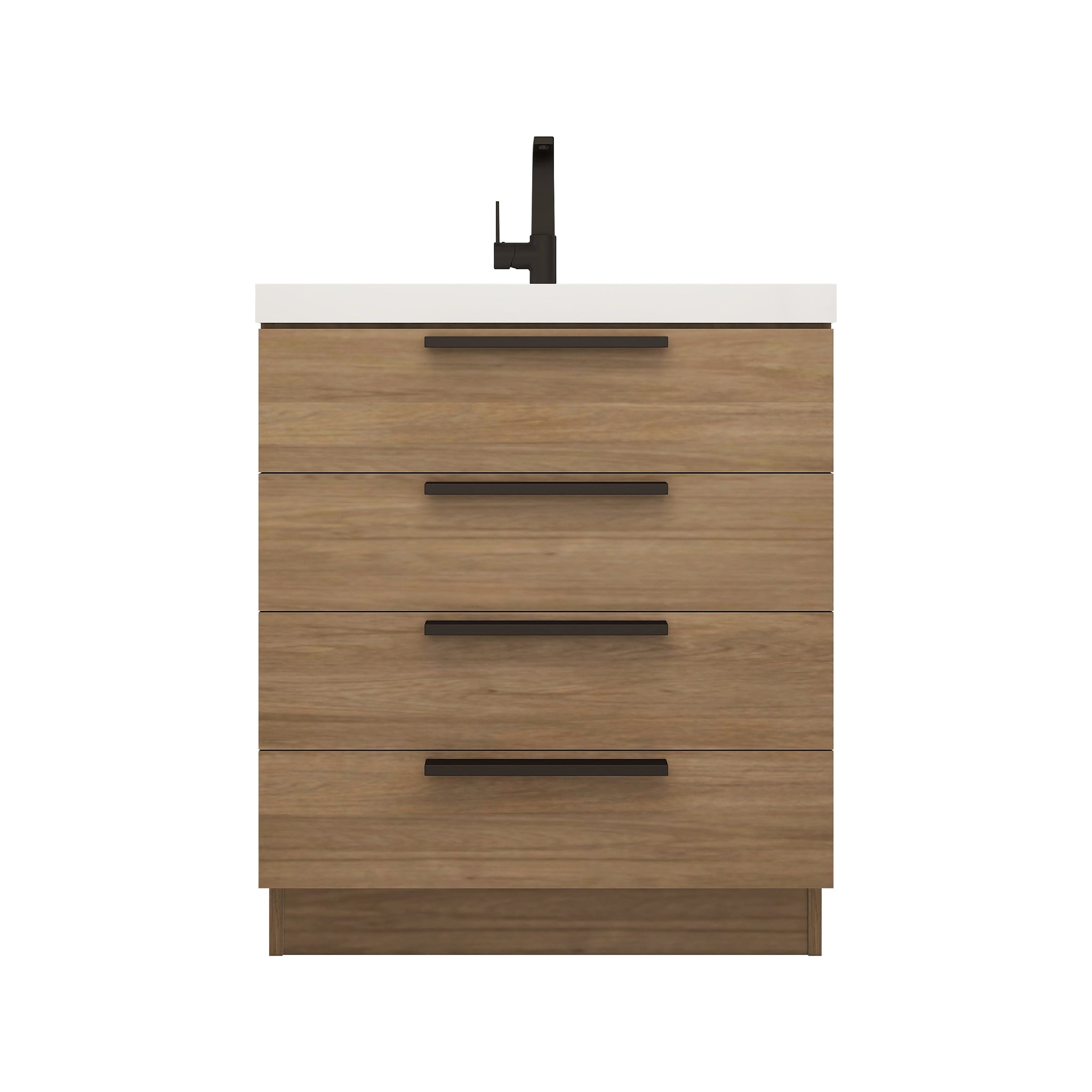 Carla 30 In. Freestanding Single Sink Bathroom Vanity with Acrylic Top