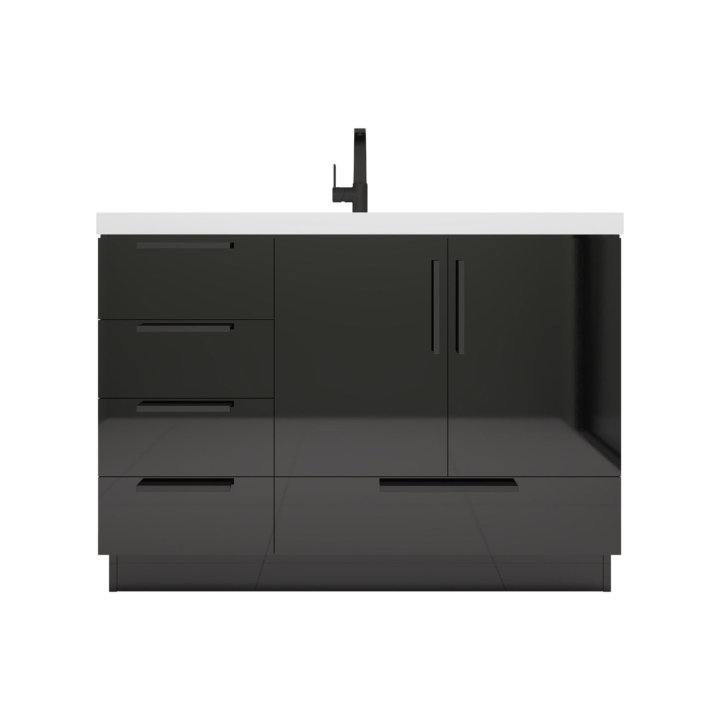Carla 48 In. Freestanding Single Sink Bathroom Vanity with Acrylic Top
