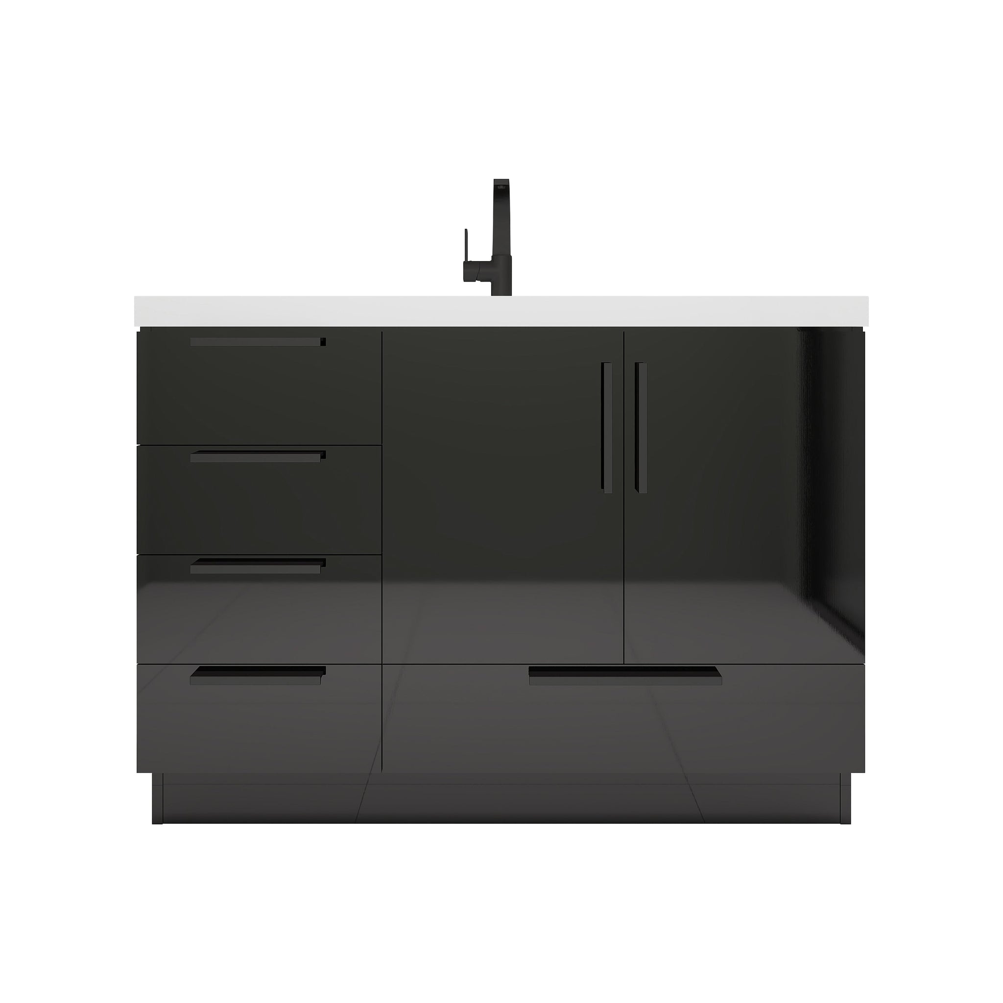 Carla 48 In. Freestanding Single Sink Bathroom Vanity with Acrylic Top