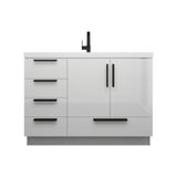 Carla 48 In. Freestanding Single Sink Bathroom Vanity with Acrylic Top