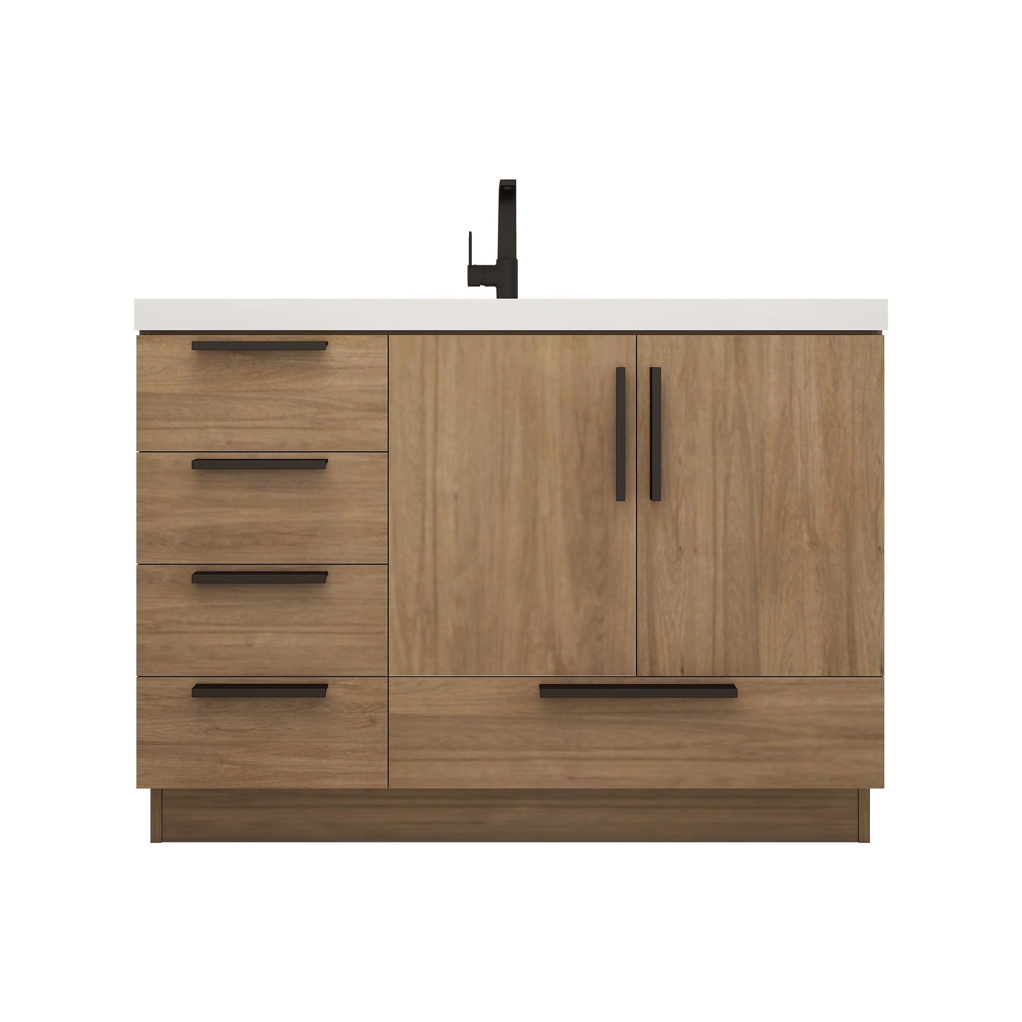 Carla 48 In. Freestanding Single Sink Bathroom Vanity with Acrylic Top