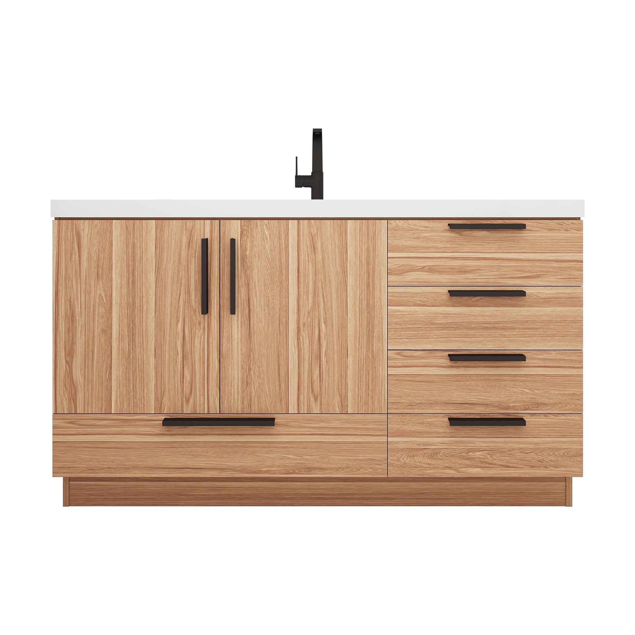 Carla 60 In. Freestanding Single Sink Bathroom Vanity with Acrylic Top