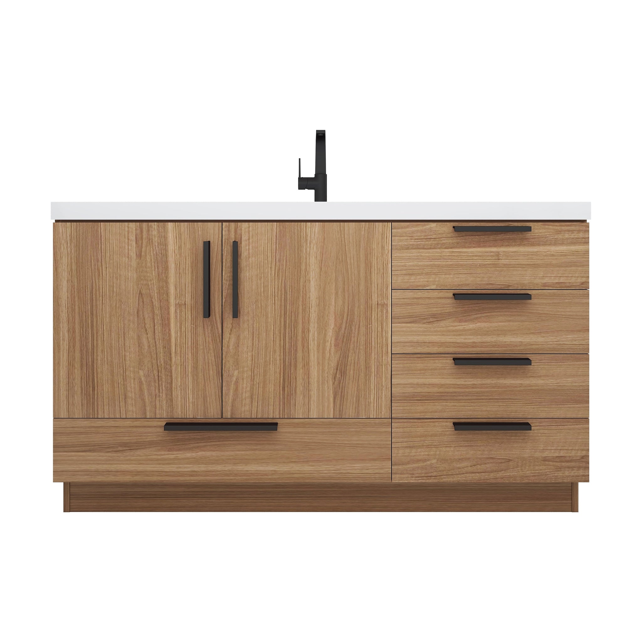 Carla 60 In. Freestanding Single Sink Bathroom Vanity with Acrylic Top