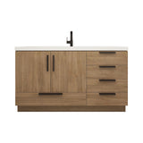 Carla 60 In. Freestanding Single Sink Bathroom Vanity with Acrylic Top