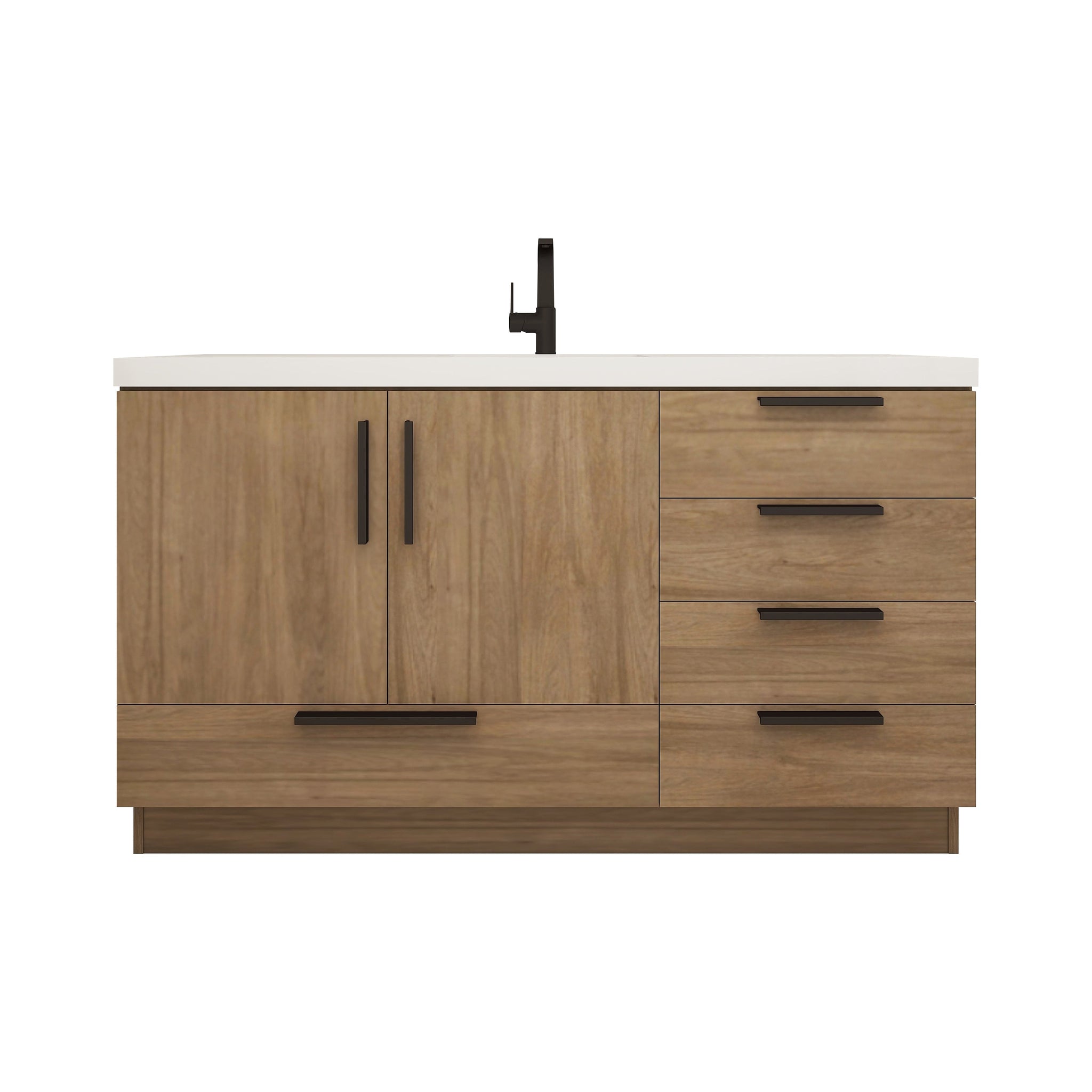 Carla 60 In. Freestanding Single Sink Bathroom Vanity with Acrylic Top