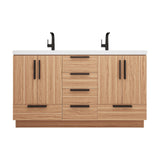 Carla 60 In. Freestanding Double Sink Bathroom Vanity with Acrylic Top