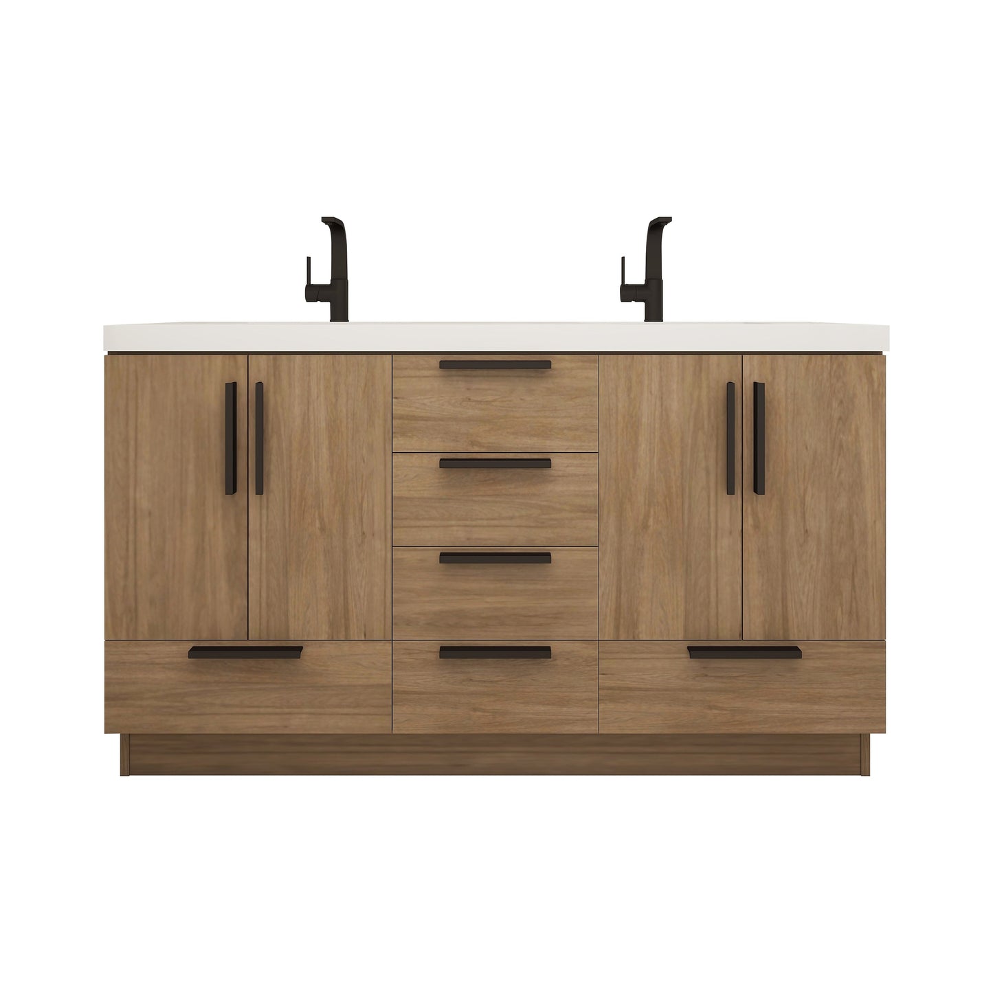 Carla 60 In. Freestanding Double Sink Bathroom Vanity with Acrylic Top
