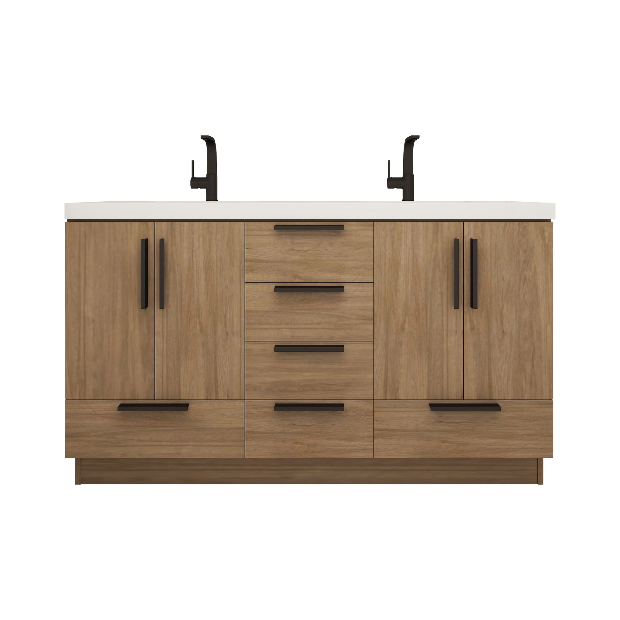 Carla 60 In. Freestanding Double Sink Bathroom Vanity with Acrylic Top