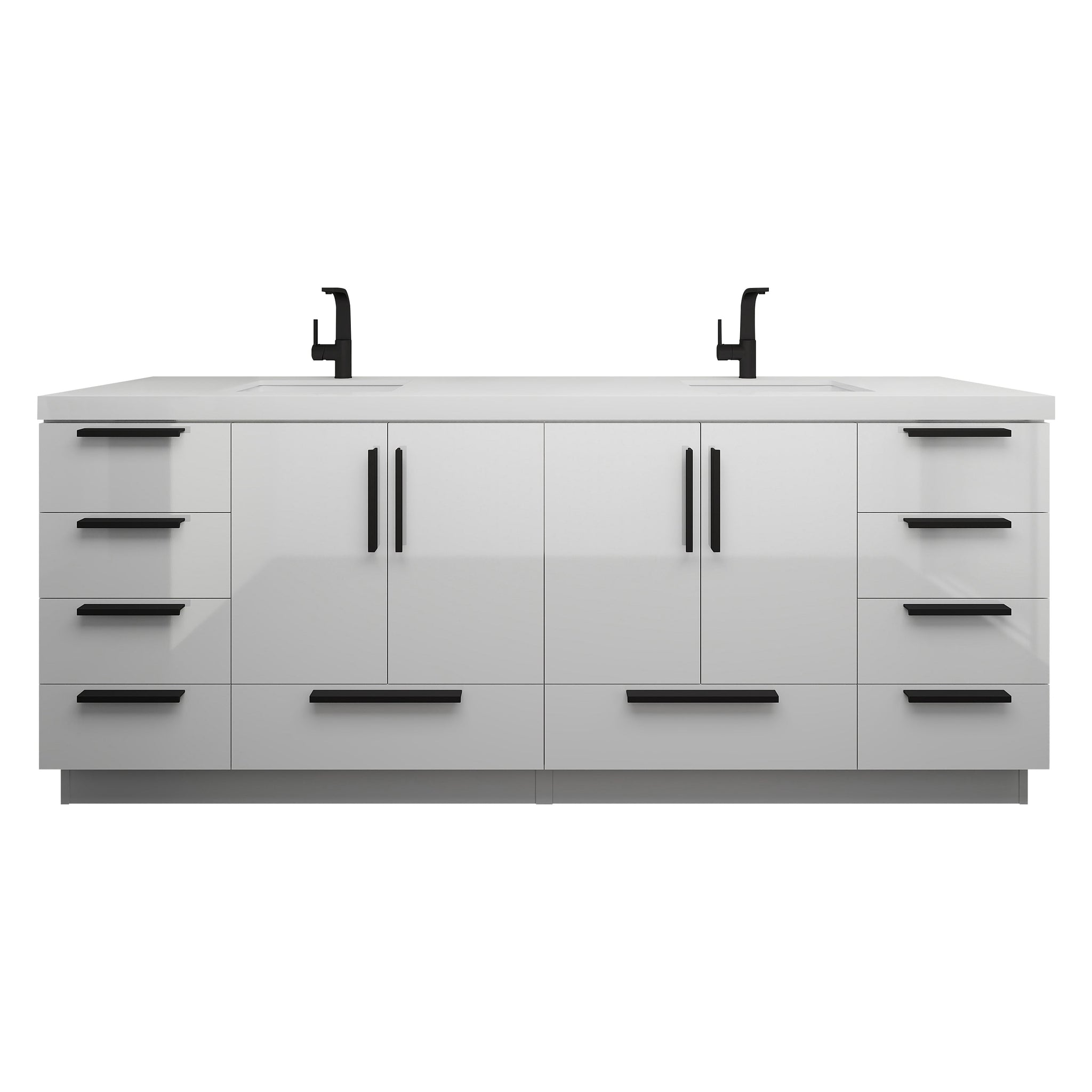 Carla 84 In. Freestanding Double Sink Bathroom Vanity with Acrylic Top